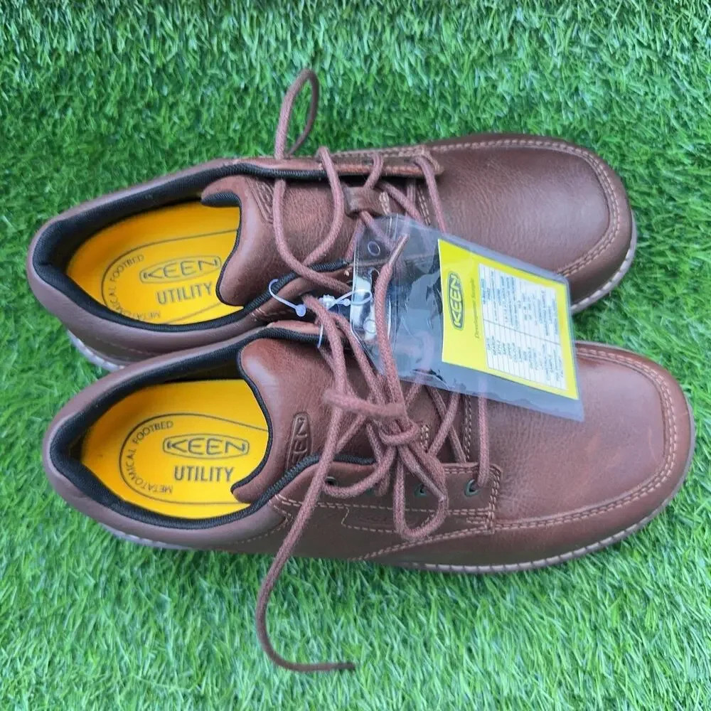 KEEN Utility San Jose Oxford Soft Toe Shoes Mens 10.5 Brown Leather Work Comfort